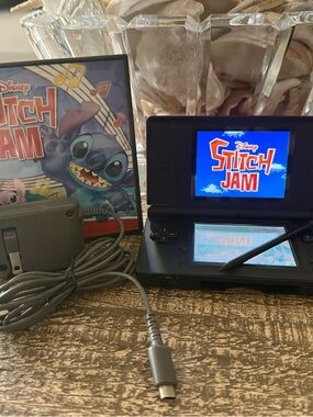Nintendo DS Lite Red Handheld Console with Disney Stitch Jam Game